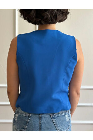 Kadın Parlament Mavisi Kısa Yelek