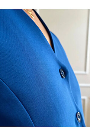 Kadın Parlament Mavisi Kısa Yelek