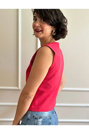 Kadın Şeker Pembe Kısa Yelek