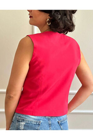 Kadın Şeker Pembe Kısa Yelek