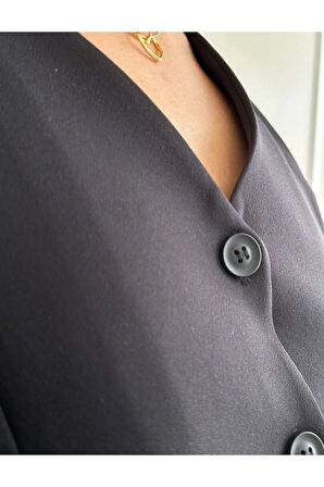 Kadın Siyah Kısa Yelek