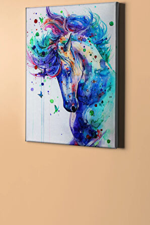 Sayılarla Boyama Seti Kasnaklı Soyut Mavi At 60 X 75 Cm