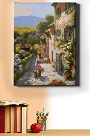 Sayılarla Boyama Seti Kasnaklı Taş Evler 60 X 75 Cm