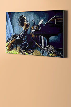 Sayılarla Boyama Seti Kasnaklı Piyanist Kadın 60 X 75 Cm