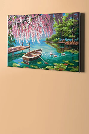 Sayılarla Boyama Seti Kasnaklı Salkımlı Göl 60 X 75 Cm