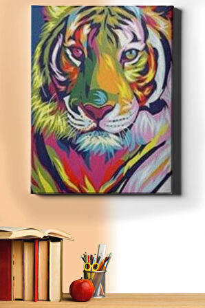 Sayılarla Boyama Seti Kasnaklı Kaplanın Renkleri 60 X 75 Cm