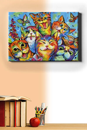Sayılarla Boyama Seti Kasnaklı Neşeli Kediler 60 X 75 Cm