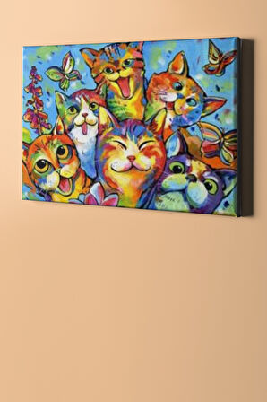 Sayılarla Boyama Seti Kasnaklı Neşeli Kediler 60 X 75 Cm