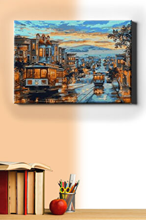 Sayılarla Boyama Seti Kasnaklı Nostalji Tramvay 50 X 65 Cm