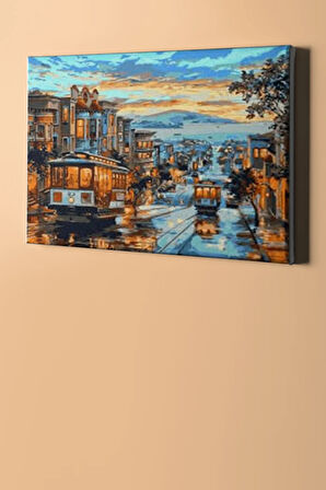 Sayılarla Boyama Seti Kasnaklı Nostalji Tramvay 50 X 65 Cm