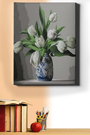 Sayılarla Boyama Seti Kasnaklı Vazodaki Laleler 50 X 65 Cm