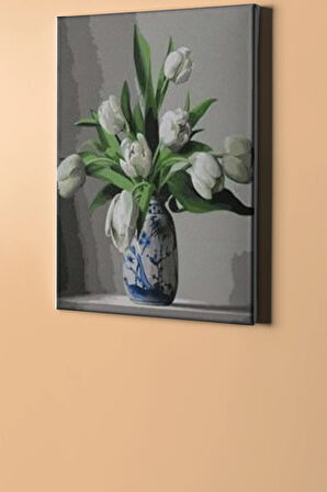 Sayılarla Boyama Seti Kasnaklı Vazodaki Laleler 60 X 75 Cm