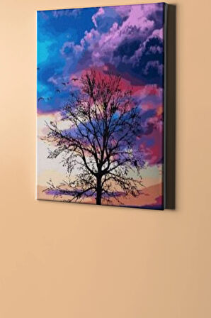 Sayılarla Boyama Seti Kasnaklı Yalnız Ağaç 60 X 75 Cm