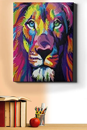 Sayılarla Boyama Seti Kasnaklı Renkli Aslan 50 X 65 Cm