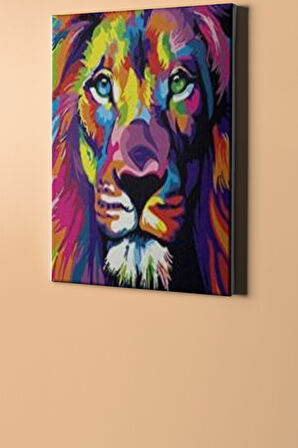 Sayılarla Boyama Seti Kasnaklı Renkli Aslan 50 X 65 Cm