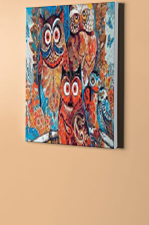 Sayılarla Boyama Seti Kasnaklı Baykuş Ailesi 60 X 75 Cm