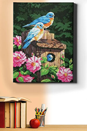 Sayılarla Boyama Seti Kasnaklı Muhabbet Kuşları 60 X 75 Cm