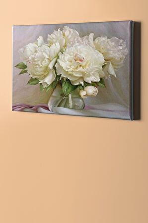 Sayılarla Boyama Seti Kasnaklı Beyaz Güller 60 X 75 Cm