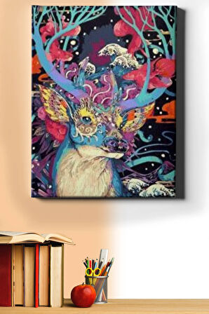 Sayılarla Boyama Seti Kasnaklı Soyut Geyik 60 X 75 Cm