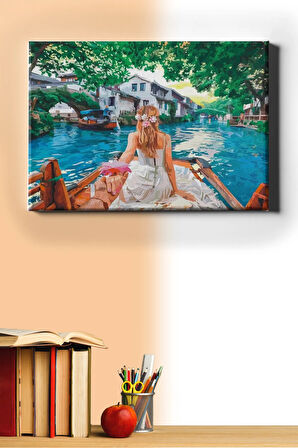 Sayılarla Boyama Seti Kasnaklı Aşıklar Teknesi 60 X 75 Cm