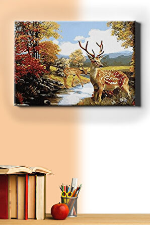 Sayılarla Boyama Seti Kasnaklı Ceylan Ailesi 40 X 50 Cm