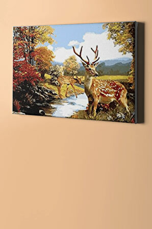 Sayılarla Boyama Seti Kasnaklı Ceylan Ailesi 40 X 50 Cm