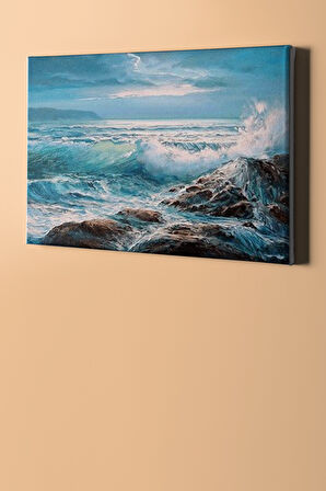 Sayılarla Boyama Seti Kasnaklı Turkuaz Dalgalar 50 X 65 Cm