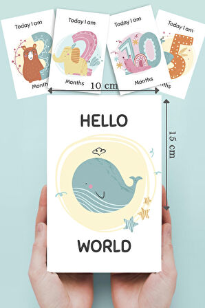 İngilizce Yenidoğan Bebek Aylık Fotoğraf Çekim Anı Kartı Baby Girl Hello World Milestone Cards