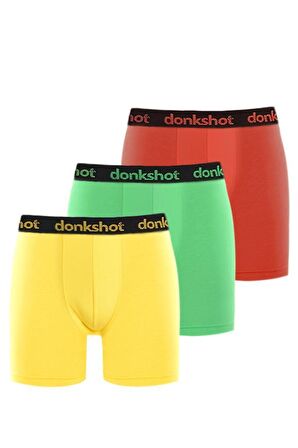 Donkshot 3 adet Likralı Uzun Erkek Boxer 1004