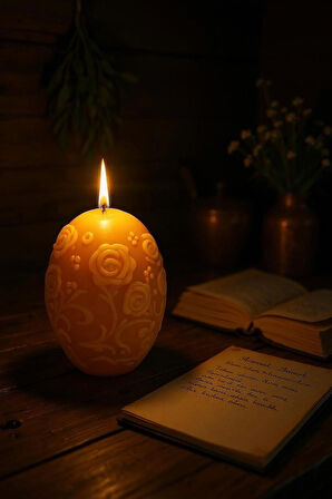 NEFHA CANDLE Hediyelik Çiçek Kabartmalı Paskalya Yumurtası Balmumu Mum