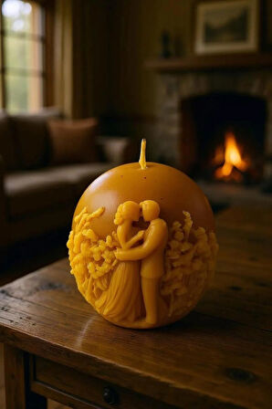 NEFHA CANDLE Romantik Çift Temalı Küre Balmumu Mum