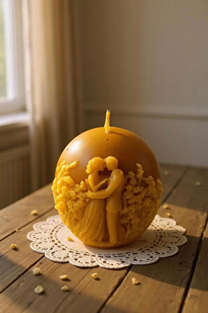 NEFHA CANDLE Romantik Çift Temalı Küre Balmumu Mum