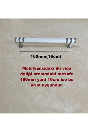 160mm Nehir Model Mobilya Mutfak Çekmece Dolap Dolabı Kulpu Kulbu Kulpları 10 Adet Beyaz