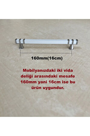 160mm Nehir Model Mobilya Mutfak Çekmece Dolap Dolabı Kulpu Kulbu Kulpları 4 Adet Beyaz