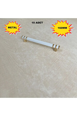 160mm Nehir Model Mobilya Mutfak Çekmece Dolap Dolabı Kulpu Kulbu Kulplar 10 Adet Beyaz Gold