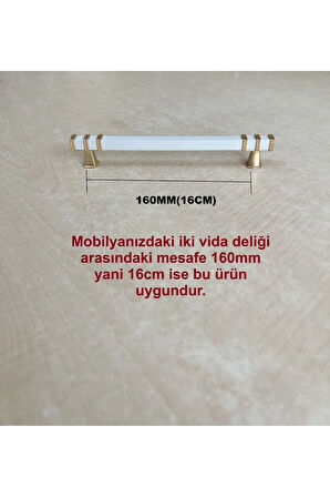 160mm Nehir Model Mobilya Mutfak Çekmece Dolap Dolabı Kulpu Kulbu Kulplar 10 Adet Beyaz Gold
