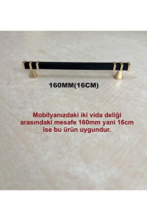160mm Nehir Model Mobilya Mutfak Çekmece Dolap Dolabı Kulpu Kulbu Kulplar 10 Adet Siyah Gold