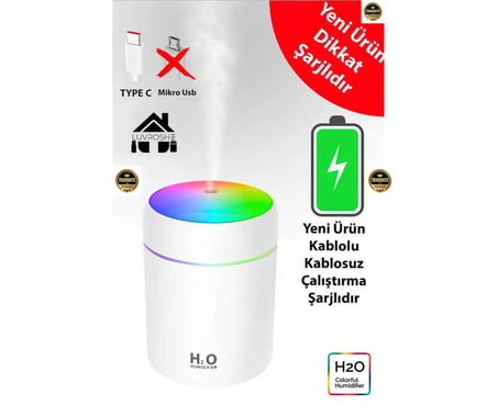 Mercedes CLA 2013-2014-2018-2016-2017-2018-2019 Oto Hava Nemlendirici – Değişen Renkli LED Işık, Şarjlı, Taşınabilir, Beyaz, Ev Ofis Araç Kullanımına Uygun