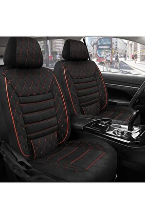 Unıversal NMS YENİ Premio Kırmızı Tay Tüyü Süet Volkswagen Jetta Uyumlu Oto Koltuk Kılıfı 57
