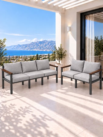 Balkon L Koltuk 5 Kişilik Köşe Takımı, Bahçe ve Teras Mobilyası
