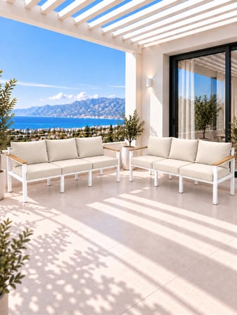 6 Kişilik Balkon Köşe Takımı L Koltuk Bahçe Mobilyası Dış Mekan Oturma Grubu