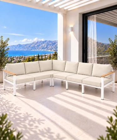 6 Kişilik Balkon Köşe Takımı L Koltuk Bahçe Mobilyası Dış Mekan Oturma Grubu
