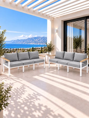 NEOKAS L Köşe Koltuk Takımı 6 Kişilik Bahçe Mobilyası Balkon ve Teras Oturma Grubu