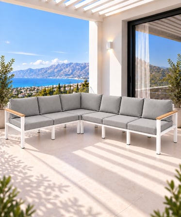 NEOKAS L Köşe Koltuk Takımı 6 Kişilik Bahçe Mobilyası Balkon ve Teras Oturma Grubu