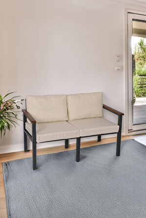 NEOKAS Balkon Mobilyası, Metal Oturma Grubu, Balkon Seti, Kafe Koltuğu, Teras Takımı, 1 İkili Koltuk