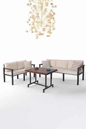 NEOKAS Metal Bahçe Takımı, Balkon Seti, Kafe Koltuğu, Bekleme Alanı Koltuğu, 2 + 3 + M