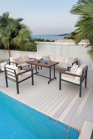 NEOKAS Metal Bahçe Takımı, Balkon Seti, Kafe Koltuğu, Bekleme Alanı Koltuğu, Oturma Grubu 1 + 1 + 2 + 3 + M