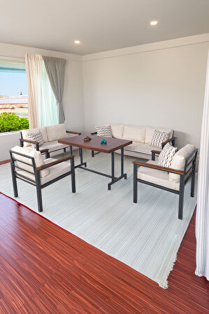 NEOKAS Metal Balkon Seti, Bahçe Takımı, Kafe Koltuğu, Bekleme Alanı Koltuğu, Oturma Grubu 1 + 1 + 2 + 3 + M