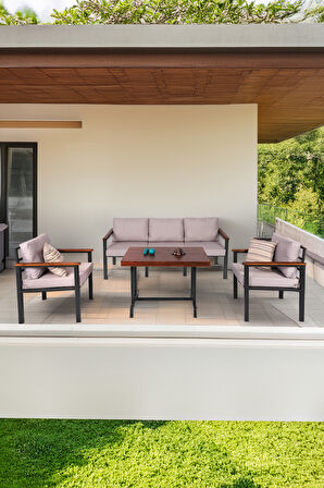 NEOKAS Bahce Mobilyası, Modern Balkon Mobilyası, Kafe Oturma Takımı, Teras Koltugu, 1+1+3+M