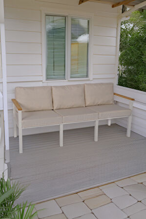 NEOKAS Metal Bahçe Oturma Grubu, Balkon Takımı, Kafe Koltuğu, Bekleme Alanı Koltuğu, 1 Adet Üçlü Koltuk